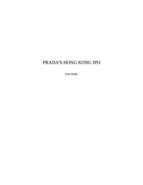 Prada’s Hong Kong Ipo Harvard Case Solution & Analysis